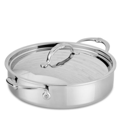 ProBond Luxe 3.5 Quart Professional Clad Stainless Steel Sauteuse Braiser with Lid