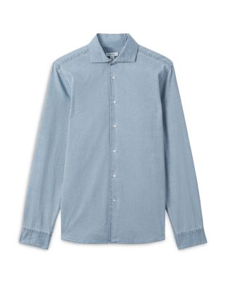 Regular Fit Washed Chambray Button Front Shirt