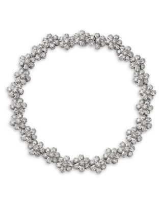 Diamond Flower Cluster Link Bracelet in 14K White Gold, 4.0 tcw