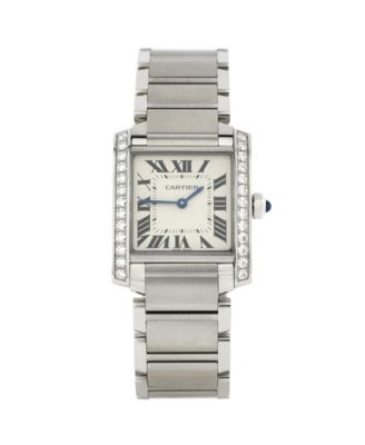 Pre-Owned Cartier - Tank Francaise Quartz Watch in Stainless Steel with Diamond Bezel 25mm