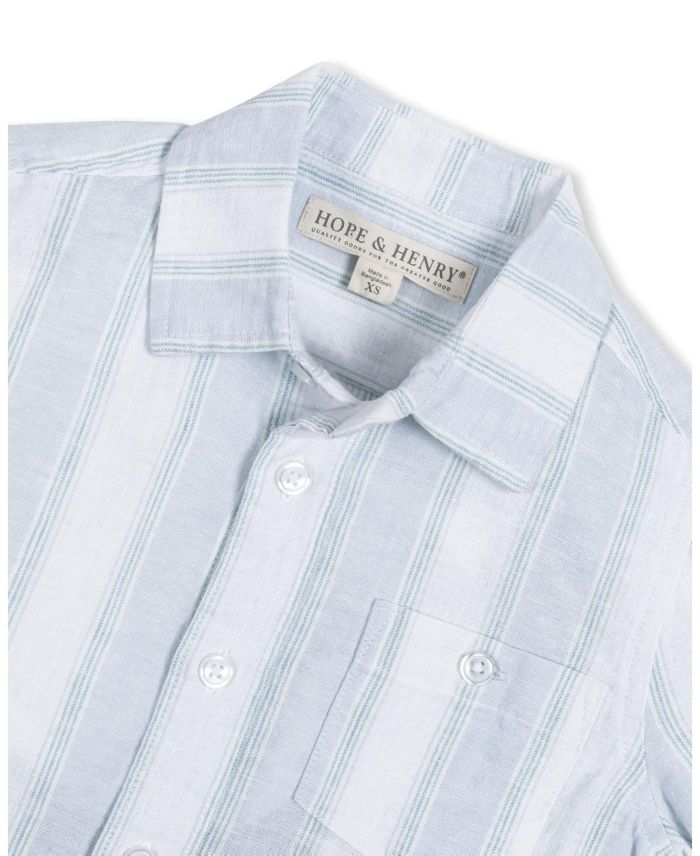 Unisex Hope & Henry Boys' Linen Short Sleeve Button Down Shirt