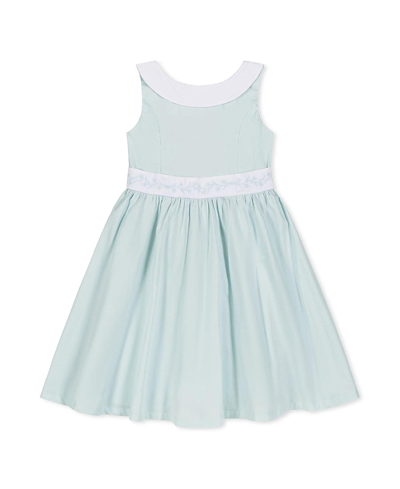 Hope & Henry Heirloom Girls' Organic Round Collar with Embroidered Sash Sateen Party Dress - Little Kid, Big Kid