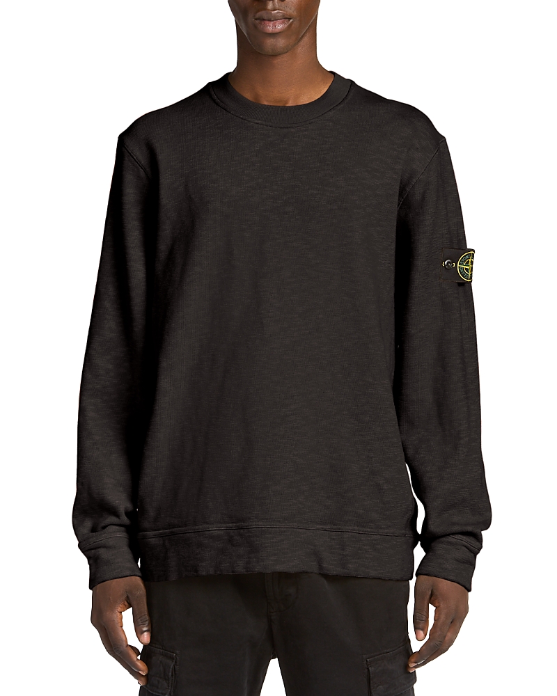 Stone Island Brushed Organic Cotton Sweatshirt In Black
