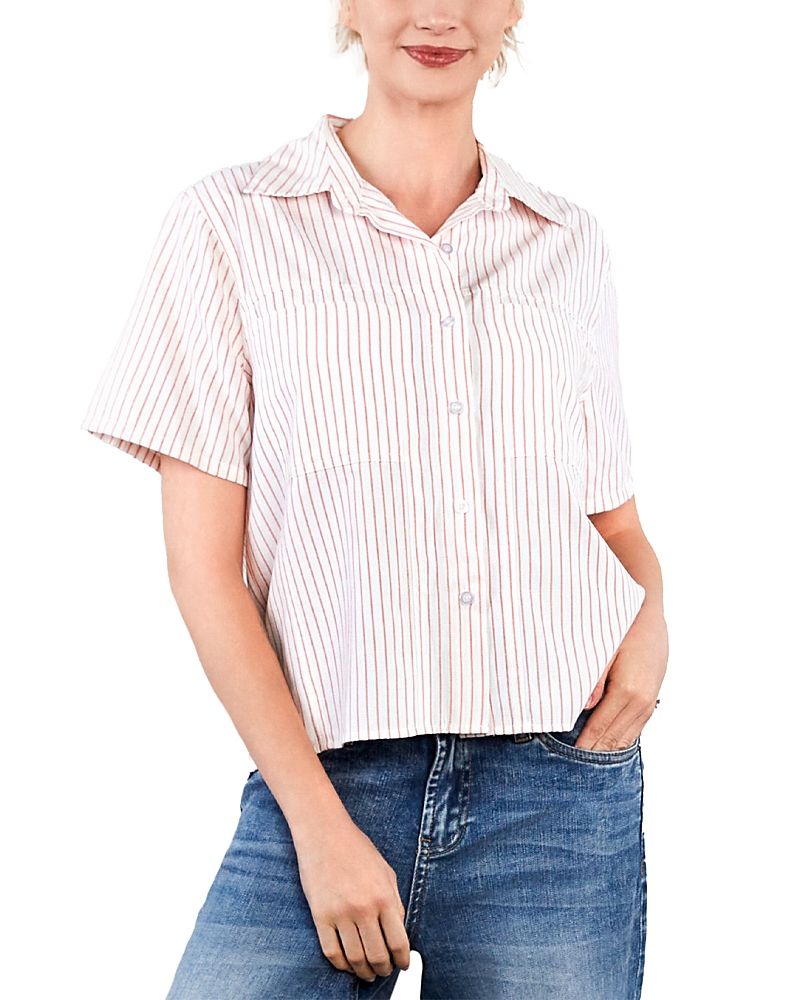 Billy T Pleated Cropped Shirt In Neutral