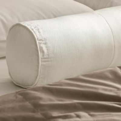 Linen Velvet Paneled Bolster Pillow with Insert