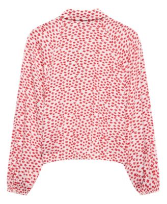 Women's Lips Print Crop Shirt