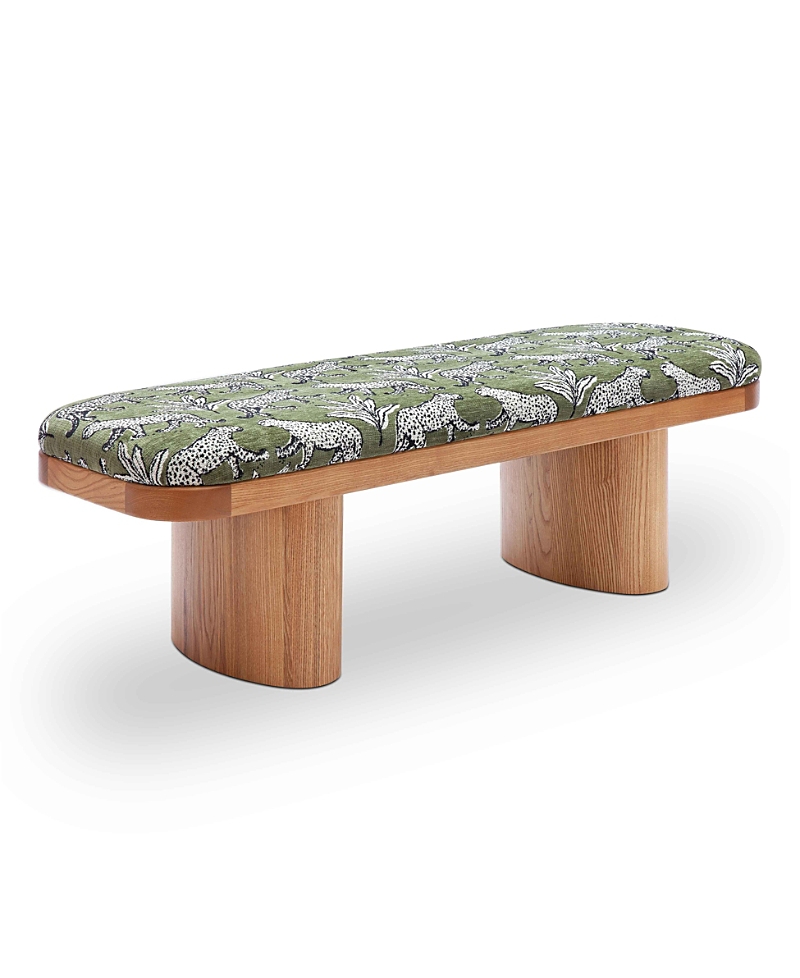 Tov Furniture Ollie Olive Leopard Jacquard Bench
