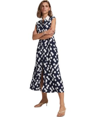  Women's Spot Halter Shirt Midi Dress