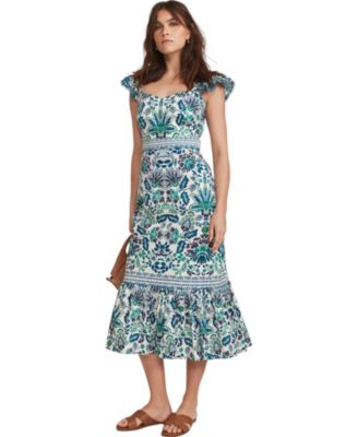  Women's Floral Printed Midi Dress