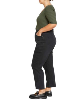  Women's Plus Katie High Rise Crossover Jeans in Black Wash