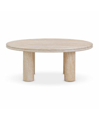  Amora Faux Travertine Indoor/Outdoor 32 inch Round Accent Table