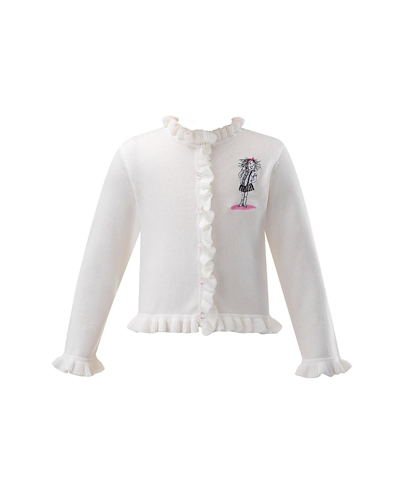 Rachel Riley Girls' Eloise Embroidered Cardigan - Baby, Little Kid, Big Kid In White