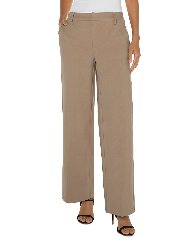 Liverpool Los Angeles Kelsey Wide Leg Knit Trousers In Brown