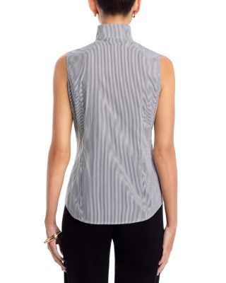 Pinstripe Mandarin Collar Tank