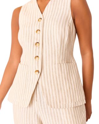 Petite Linen Stripe Vest