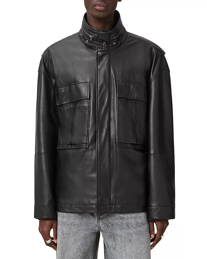 Allsaints Halton Relaxed Fit Leather Jacket