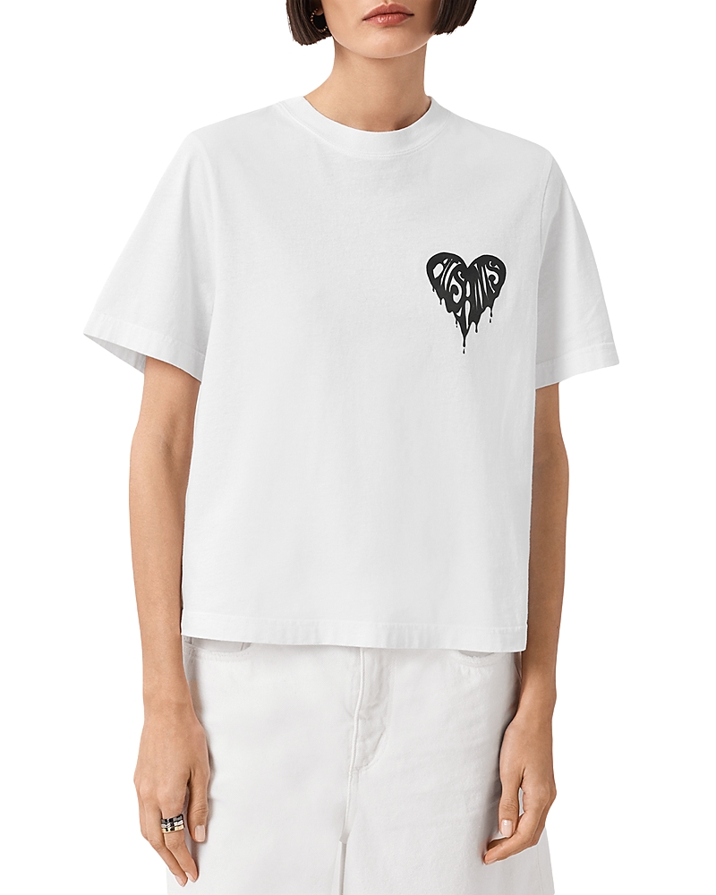 Allsaints Lisa Trip Graphic Boxy T-shirt In White