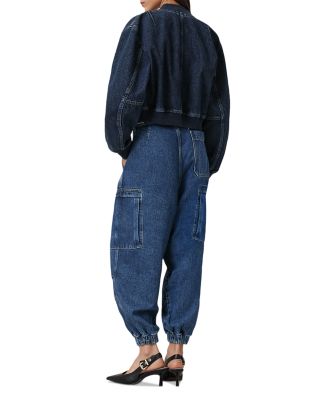 Sol Cargo High Rise Cropped Tapered Jeans in Mid Indigo