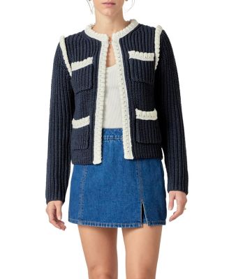  Women's Colorblock Braided Cardigan