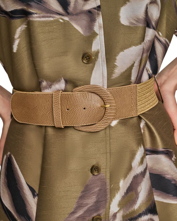 Floral A Line Belted Shirt Dress