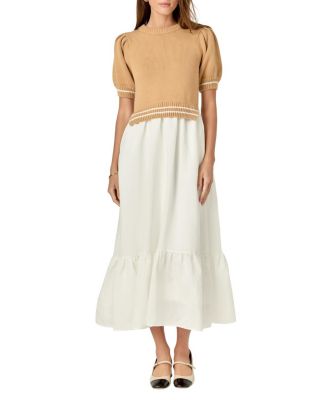 English Factory - Women's Mixed Media Midi Dress