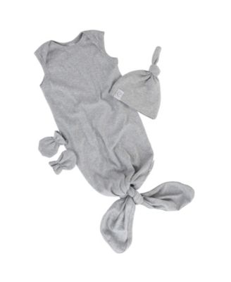  Unisex Knotted Wearable Blanket & Knot Hat Set with Matching Mittens - Baby