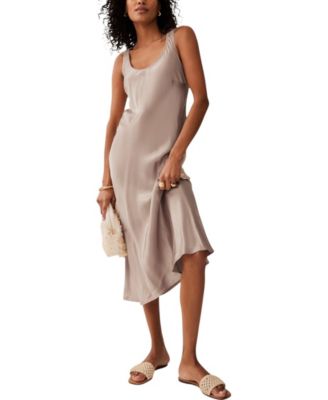 Mint Velvet - Women's Neutral Satin Slip Dress