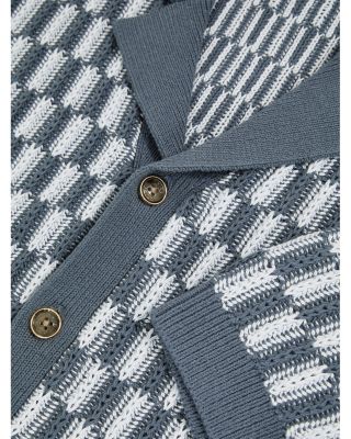 Regular Fit Geometric Knit Cuban Shirt