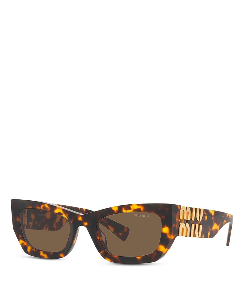 Miu Miu Mu Rectangle Sunglasses, 53mm In Brown