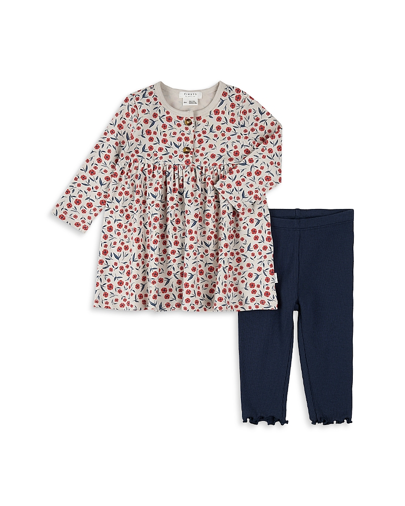 Firsts By Petit Lem Girls' Floral Poppy Print Ribbed Dress & Leggings Set - Baby In Multi