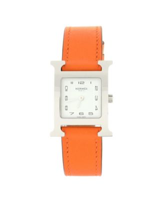 Pre-Owned HERMÈS - Heure H Quartz Watch in Stainless Steel and Leather 21mm