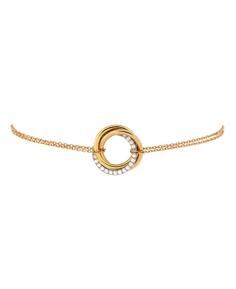 Pre-owned Pre-owned Cartier Cartier Trinity Chain Bracelet 18k Tricolor Gold And Diamonds