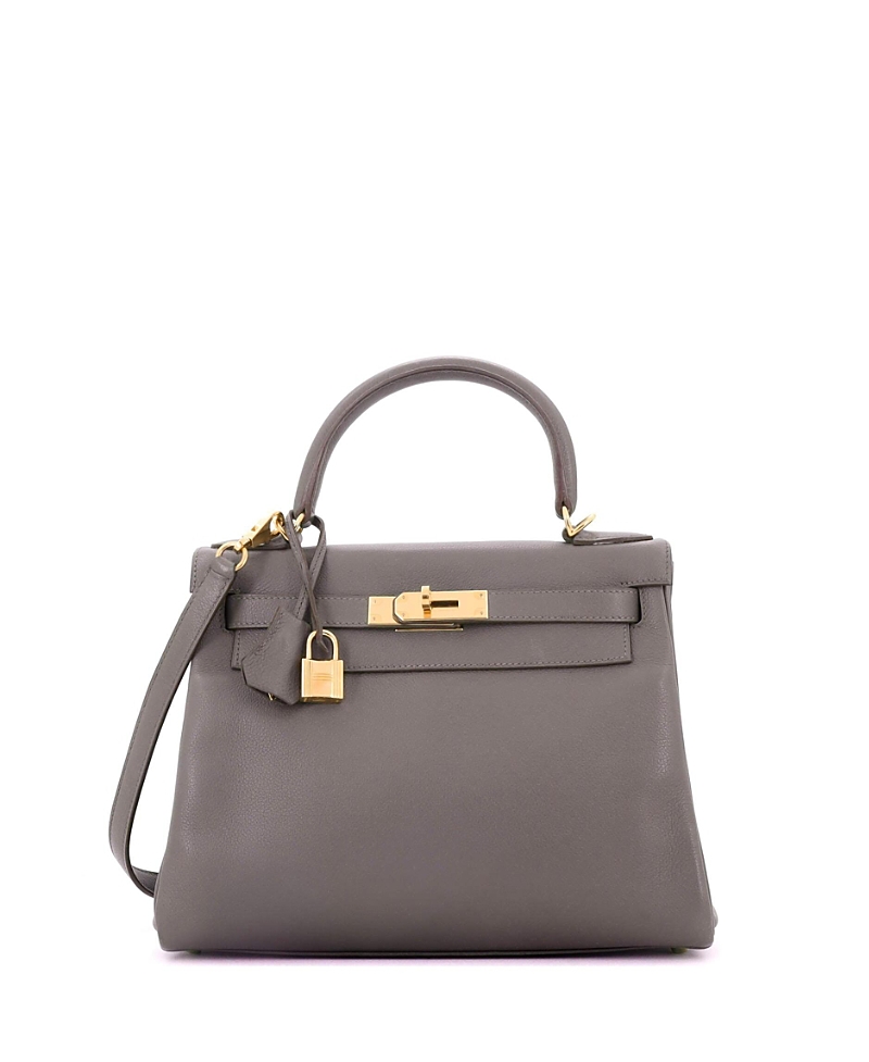 Pre-owned Pre-owned Hermes Hermes Kelly 28 Handbag Grey Evercolor With Gold Hardware In Gray
