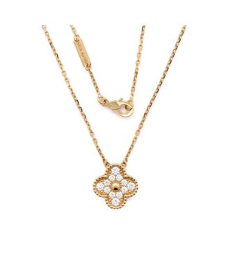 Vintage Alhambra Pendant Necklace 18K Gold and Diamonds
