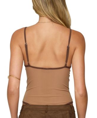  Contrast Sheer Mesh Cut Out Bodysuit