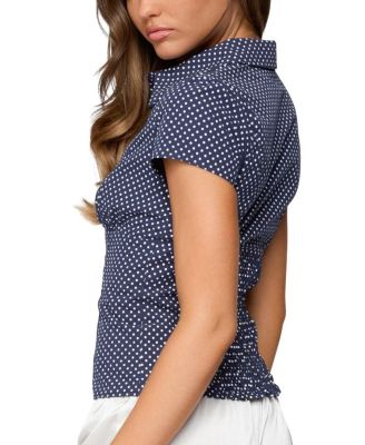 Polka Dot Tailored Button Up Shirt