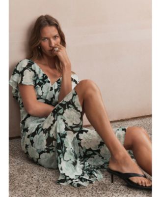  Women's Floral Print Ruffle Maxi Dress