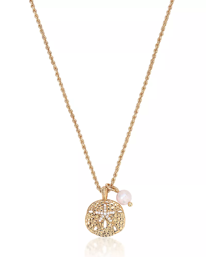 Ettika Pave Sand Dollar & Cultured Freshwater Pearl Pendant Necklace, 15