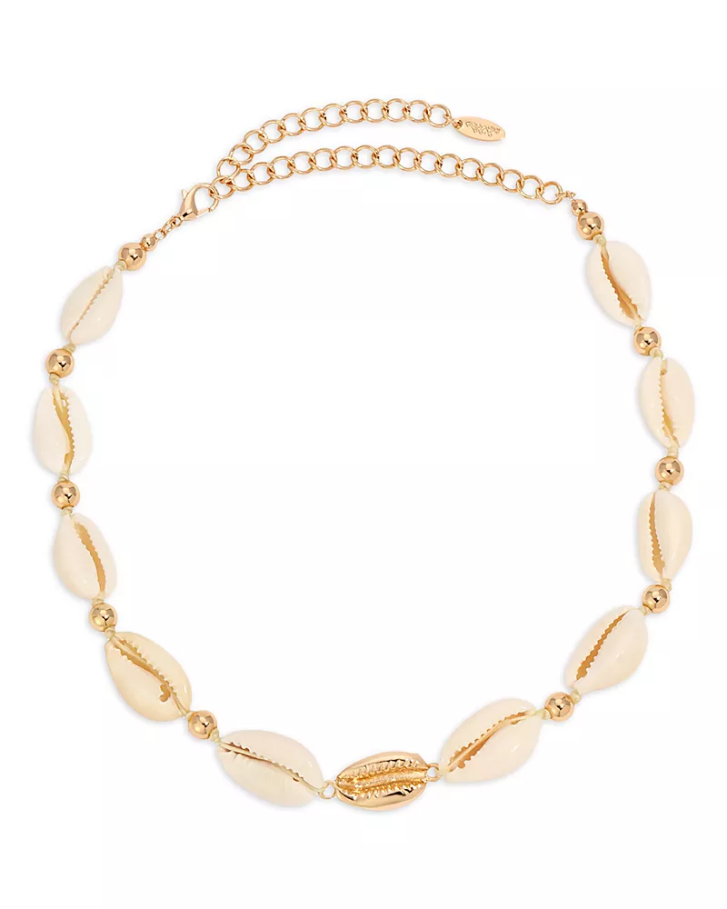 Ettika Out to Sea Cowrie Shell & 18K Gold Plated Necklace, 12.5