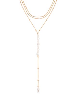 Coastal Cultured Freshwater Pearl Layered Lariat Necklace, 12.5"-17.5"