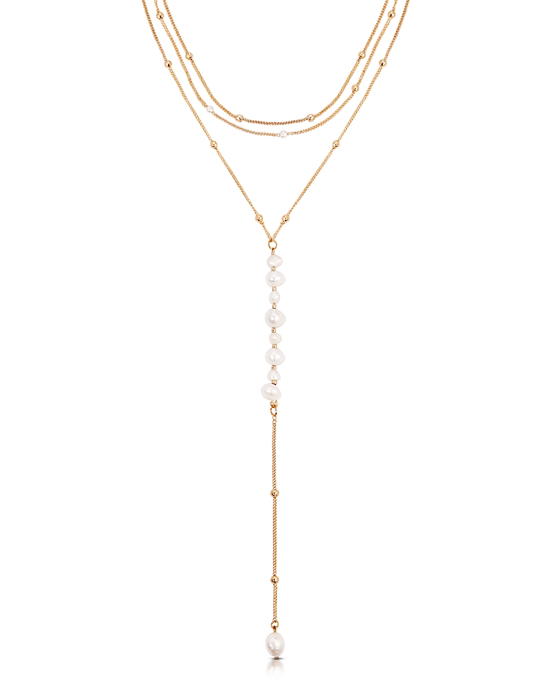 Ettika Coastal Cultured Freshwater Pearl Layered Lariat Necklace, 12.5