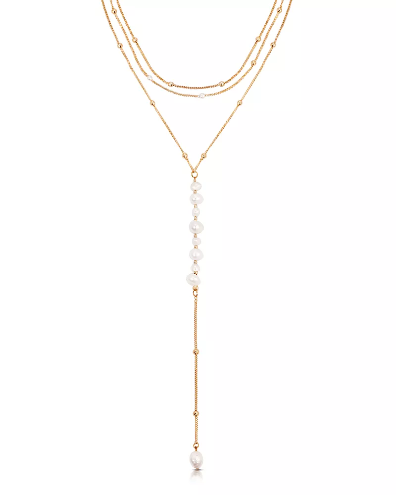 Ettika Coastal Cultured Freshwater Pearl Layered Lariat Necklace, 12.5