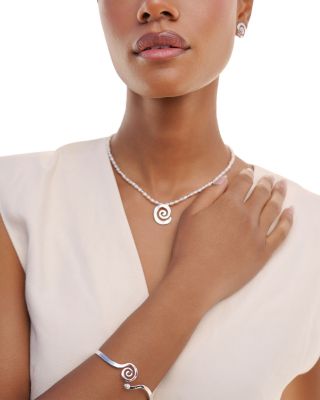 Aura Swirl Cultured Freshwater Pearl Choker Necklace, 16"-19"