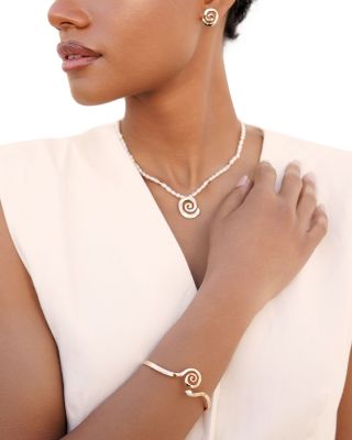 Mini Aura Swirl Imitation Pearl Cuff Bracelet