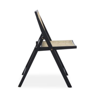 Desiree Cane Folding Dining Chairs, Set of 2, Black/Natural