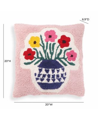 Blossom Tufted Cotton 20 inch Square Accent Pillow