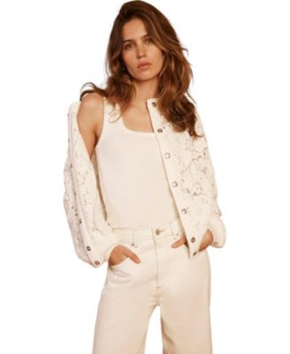  Women's Lace Mix Bomber Jacket