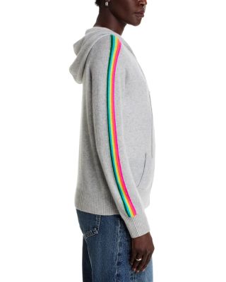 100% Cashmere Rainbow Athletic Stripe Zip Hoodie - Exclusive
