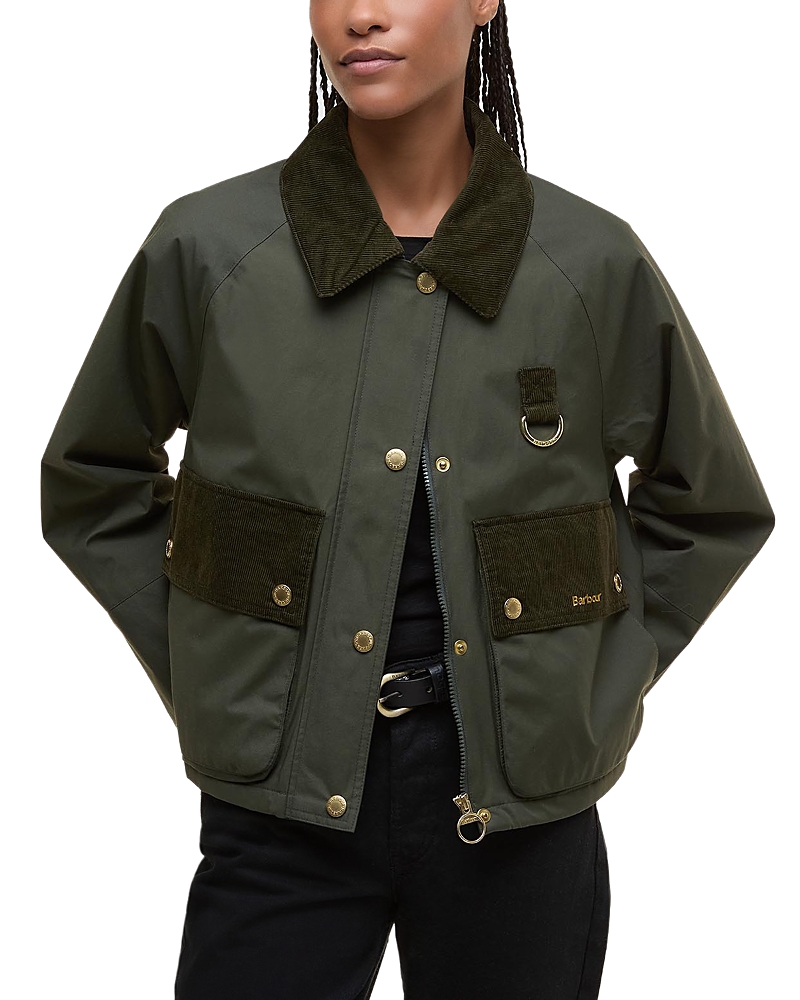 Barbour Corduroy-collar Button Jacket In Green