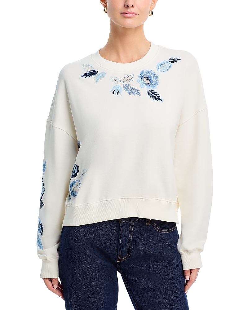 Driftwood Teddy X Flower Crewneck Sweatshirt In White